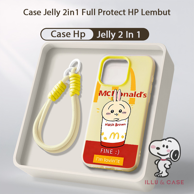 Jelly 2 In 1 Kuning Xiaoba Mcdonald'S Tali Gantungan Casing Redmi 15C 15 Note 14 4G 5G A5 13X 13 13C