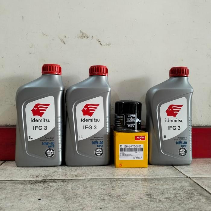Paket Oli Mesin Mobil Idemitsu 10W40 3 L + Filter Oli Agya / Ayla