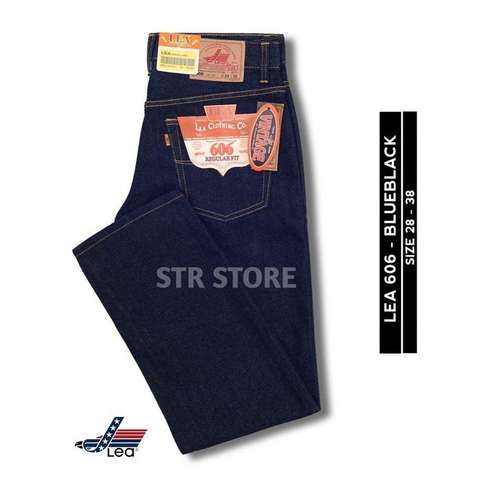 Best Seller Celana Jeans Pria Lea 606 Standar Reguler Hitam Denim Biru Basic Original
