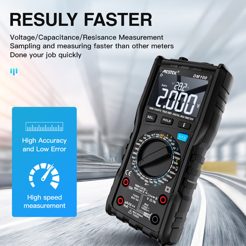 Mestek Digital Multimeter Ture RMS NCV DM100C Temperature Resistance Capacitance Smart 10000 Counts