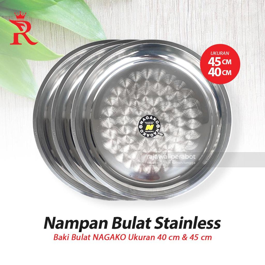 Nampan Bulat Baki Bulat Stainless 40cm