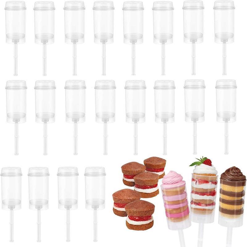 Best 10/50pcs Cake Pop Shooter With Lids Plastic Round Shape Clear Push-Up