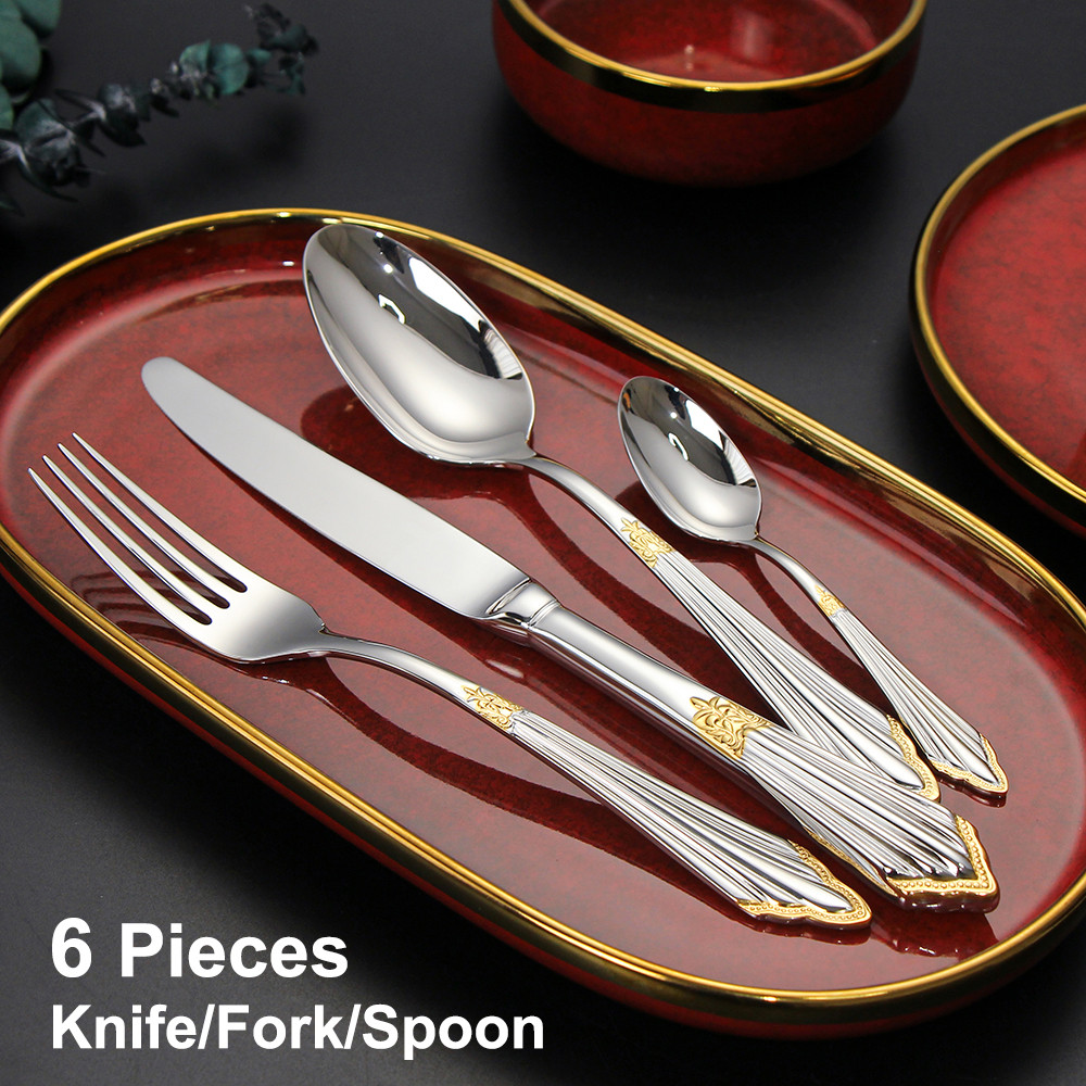 Best Luxury Cutlery Set Stainless Steel Western Tableware Sliver Dinner