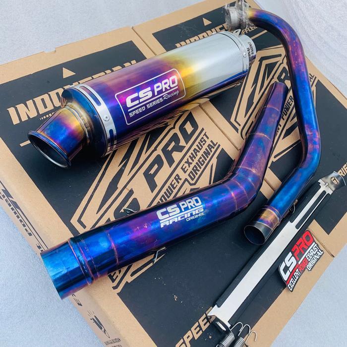 Knalpot Cs Pro Racing Original Terbaru Untuk Tiger Gl Megapro Scorpio Mx 135 Mx King Satria Fu