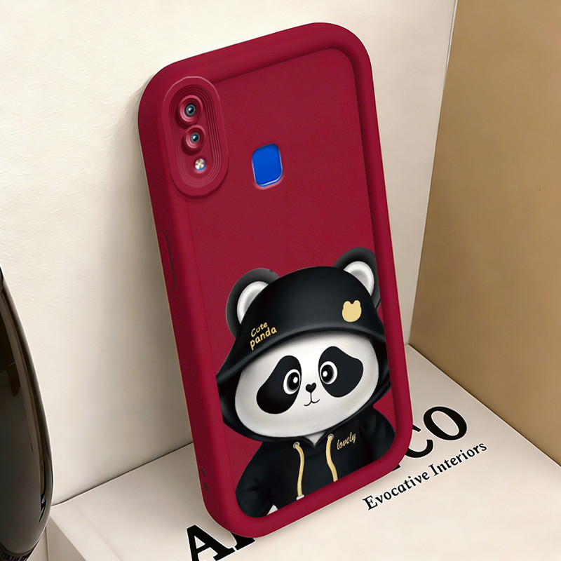 Casing Hp untuk VIVO Y91 Y91i Y93 Y93s Y95 Case Sweater santai panda Kasing silikon Cesing Differ ga