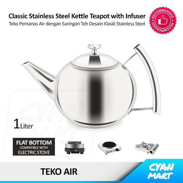 Teko Ceret Pemanas Air Stainless Steel Hotel Kettle Teapot Infuser