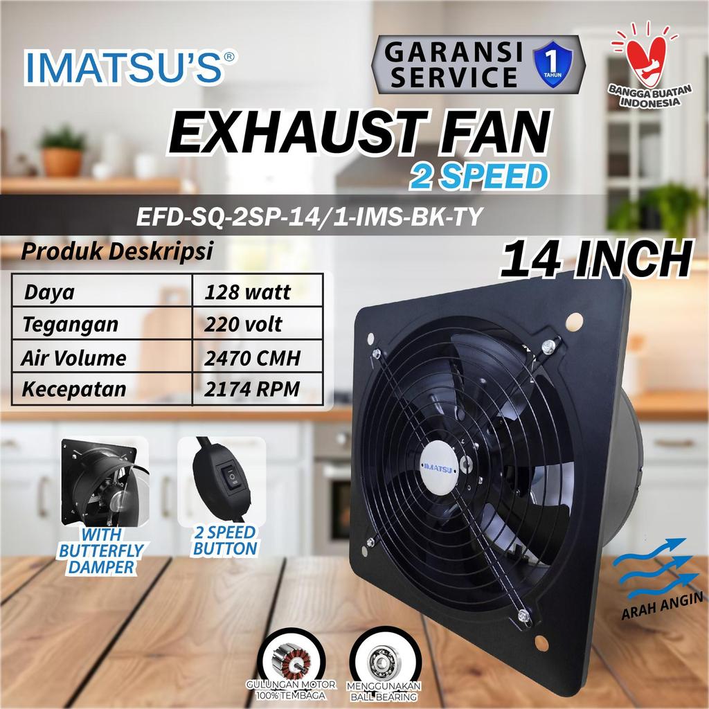 Exhaust Fan 14 Inch Wall Air Duct Booster Fan 14" Inch 2 Speed / Kipas Hexos Dinding Exhaust Fan Ven