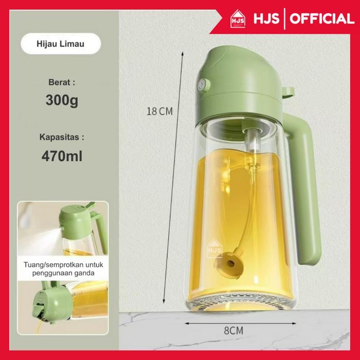 Promo [Hjs] Botol Minyak Goreng Kaca Spray Semprot Tuang 2In1 Kapasitas 470Ml Wadah Oil Original