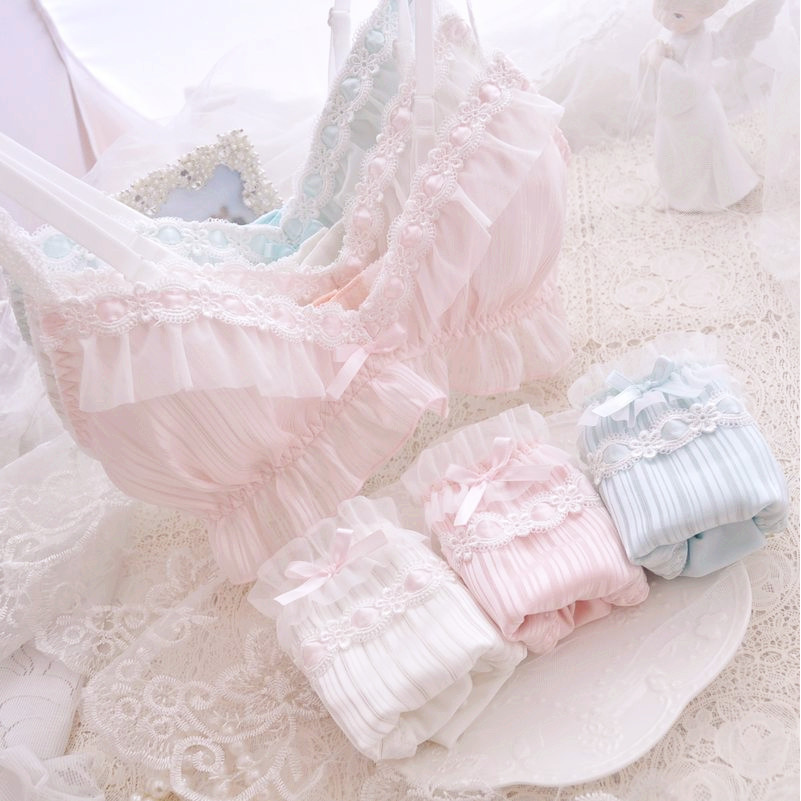 Underwear Comfortable Bra Bikini Set Lolita Girl Cute Bow Bra & Panties Lingerie Set Bras Briefs