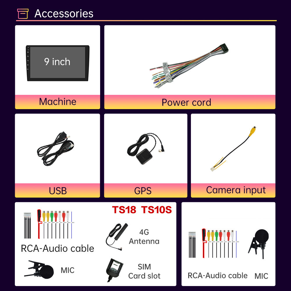 TS10 TS18 Android 12 Car Radio CarPlay Android auto GPS multimedia player 9/10'' 2 din autoradio 4G
