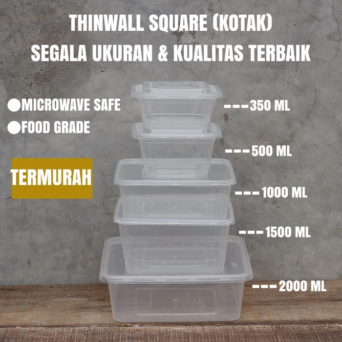 KOTAK MAKAN PLASTIK THINWALL KOTAK - THINWALL SQUARE - TERMURAH
