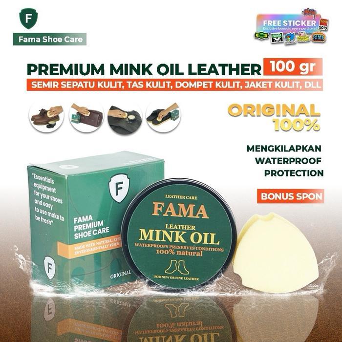 ASLI FAMA-MINK OIL 100gr-SEMIR SEPATU KULIT-SEMIR TAS-SEMIR JAKET-SEMIR TOPI-SEMIR L-FAMA SHOE