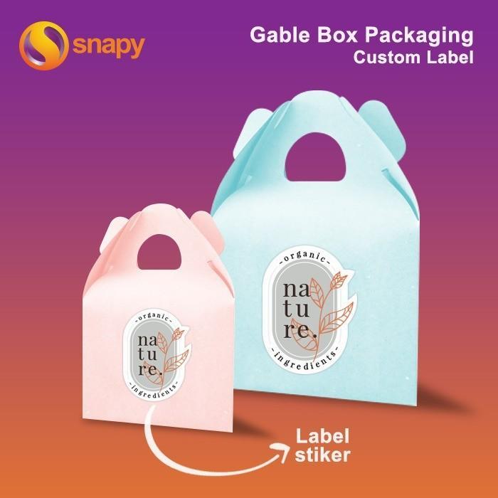 Snapy Gable Box Packaging Custom Label - Ukuran S & M - Bahan Duplex Dengan Laminating - Minimal