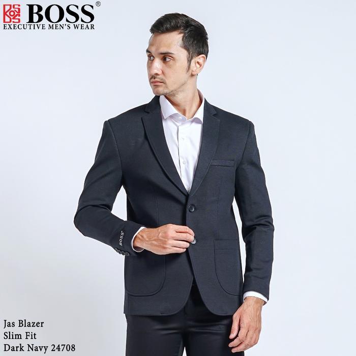 BOSS Jas Blazer Casual Slim Fit Biru Tua Dark Navy 24708