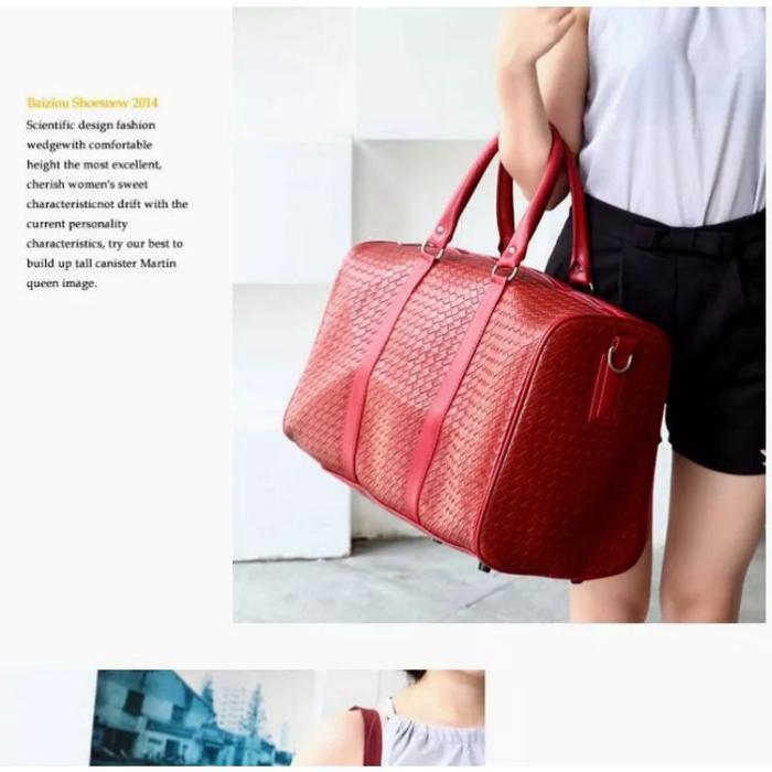 POLOFELIX Fashion Tas Travell Pria Wanita Klasik PU Kulit Tas Wanita Portabel Besar Kapasitas Tali