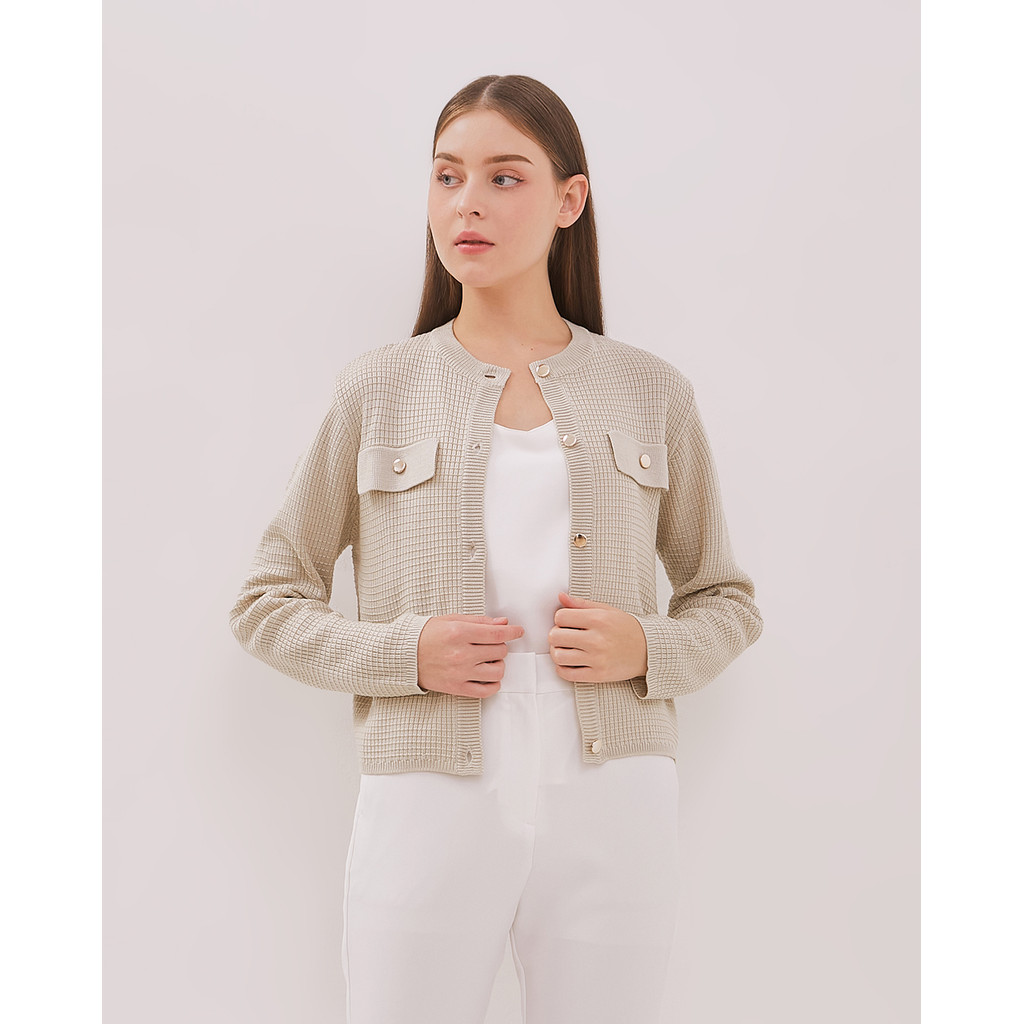 VALINO Jaket Crop Cream Wanita - D-EABD17-C5
