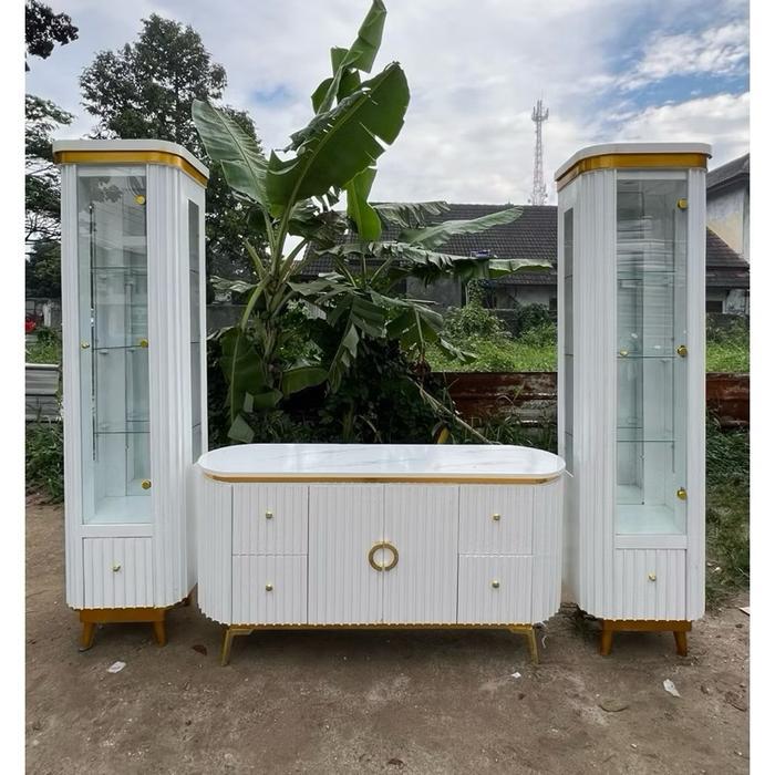 Paket lemari hias + Bufet tv list gold/Paket bufettv hias aesthetic - Plus Tv, Pintu1