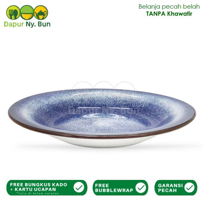 Piring Saji, Piring Makan, Mangkok Keramik Reactive Blue / Hokita