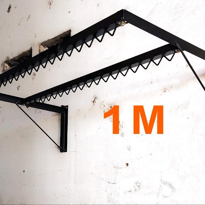 Jemuran lipat tempel dinding muat banyak Besi