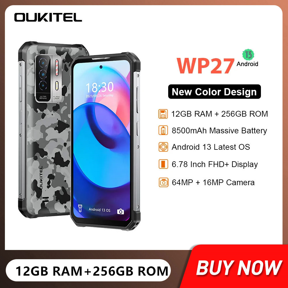 OUKITEL WP27 Rugged Smartphones Octa Core 12GB+256GB 6.78Inch FHD Screen Android 13 Mobile Phone 850