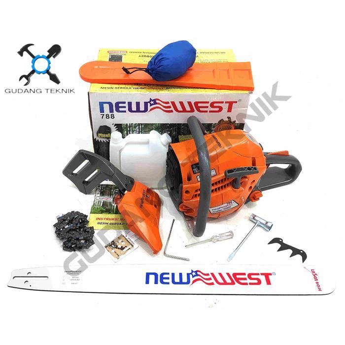 Mesin Chainsaw Belah Kayu 26" LASER 788 NEW WEST / Mesin Gergaji Potong Belah Kayu 2Tak 26 Inch Lase