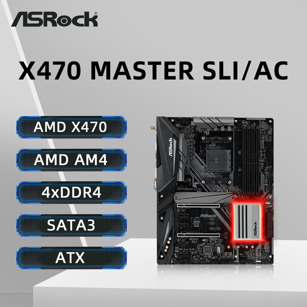 ASRock X470 MASTER SLI/AC Motherboard Support 1600 2700X 1700X 5600X 5700X3D 5800X3D 5800X CPU