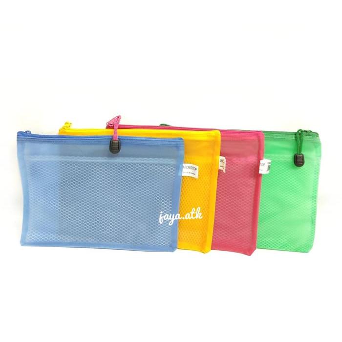 MAP ZIPPER PLASTIK SLETING A5 TEMPAT PENSIL TAS KOSMETIK POUCH WARNA