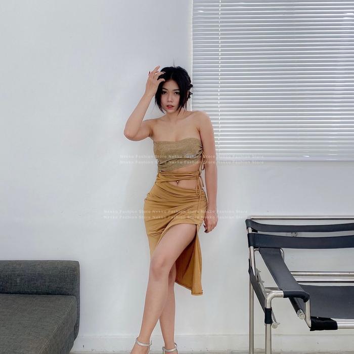 Nekko - Moon Dress Mini Dress, Party Dress, Gliter Dress Gold