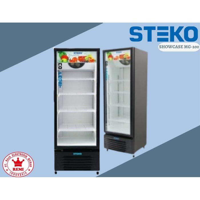 Steko Showcase Mg200 Kapasitas 200 Liter 4 Rak Lemari Pendingin Dengan Lampu Led No Frost System