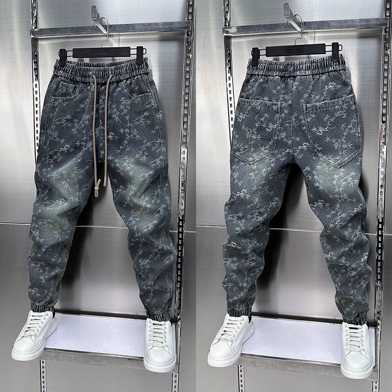 Jacquard Ican Classic Jeans Fashion Joints Harem Pants High Quality Loose Harajuku Straight-Leg
