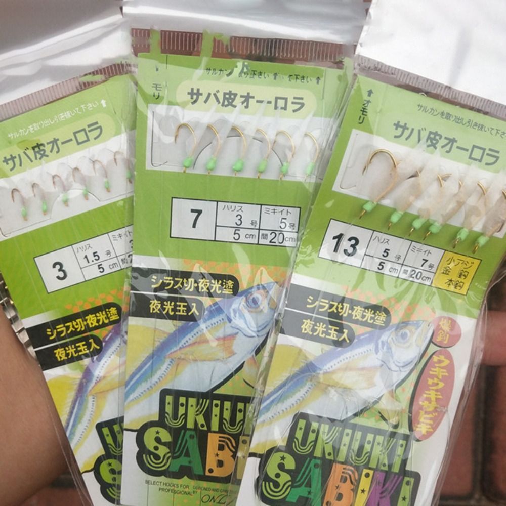 White Fish Skin Bionic String Hook Apollo Uki Uki Sabiki Kulit Ikan Putih Borong Runcit Ikan Fishing