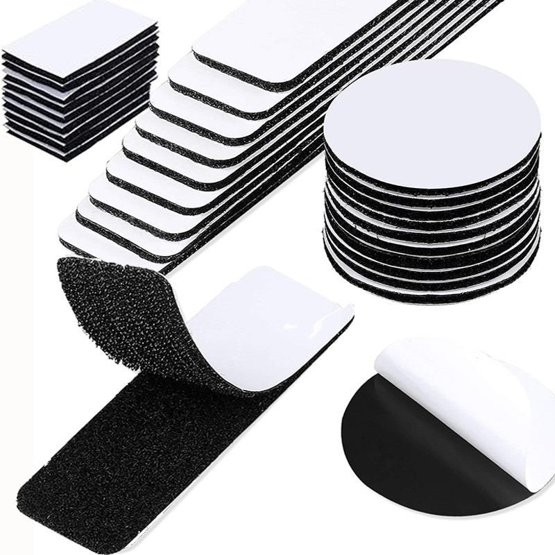 10Pcs Strong Self-Adhesive Fastener Tape Hook and Loop Double-Sided Adhesive Tape Rectangle With