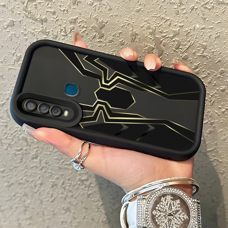 Casing Hp VIVO Y17 Y15 Y12 Y12i Y3 Y3s 2020 Case Casing Jaring laba-laba salib pola Kasus HP Tangga 