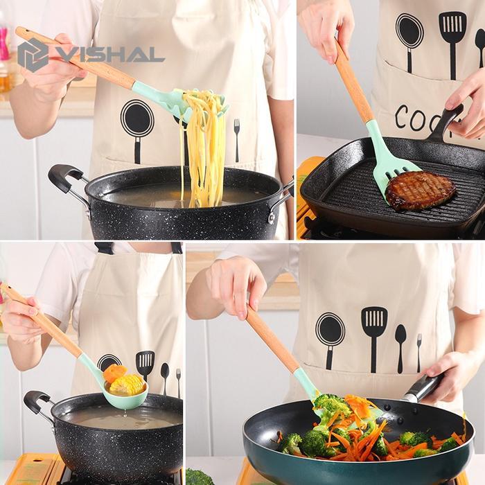 VISHAL 12pcs Kitchen Set Spatula Masker Alat Dapur Spatula Silikon Tahan Panas Peralatan Masak