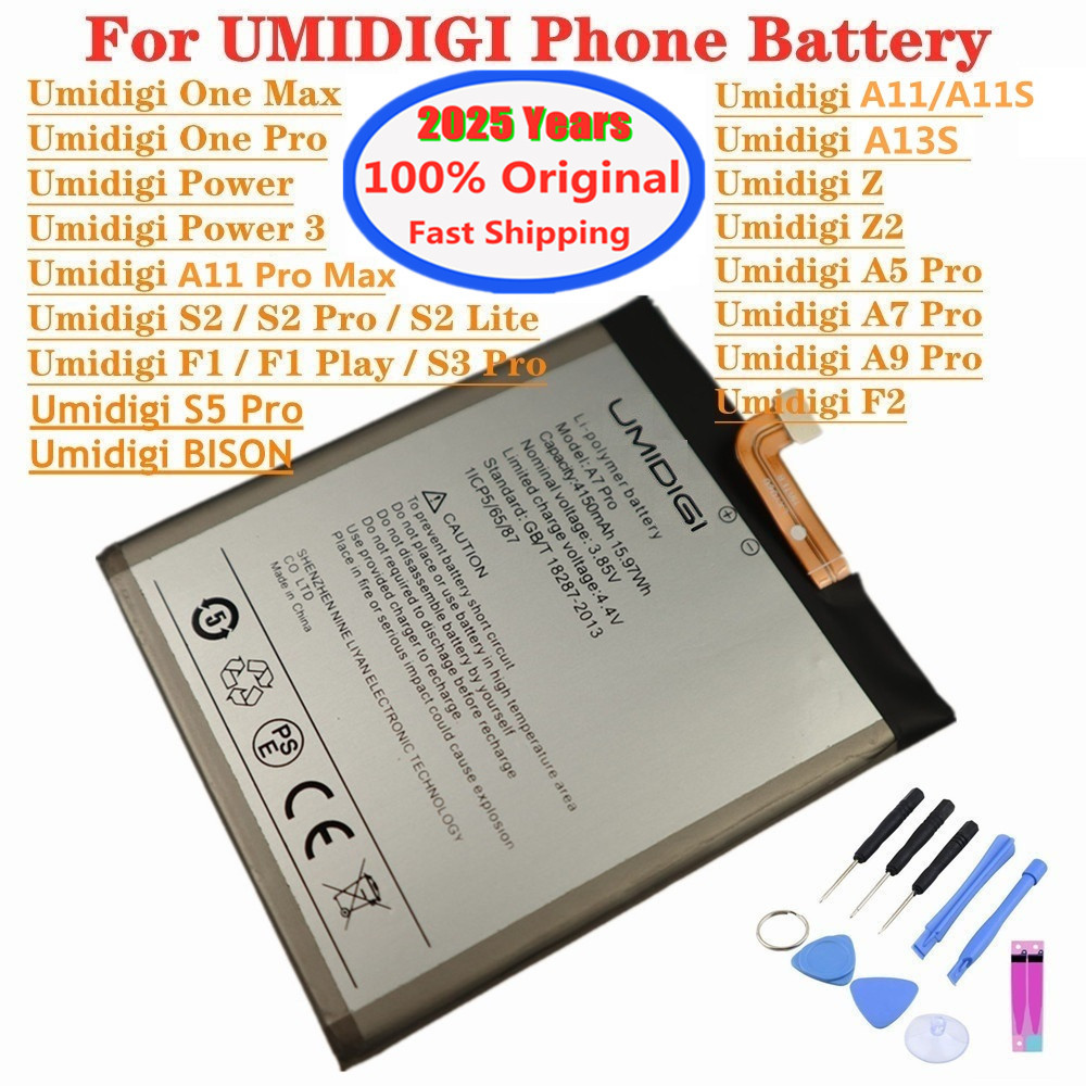 2025 Original Battery For Umi Umidigi A11S A13S A11 Pro A5 A7 A7S A9 Pro Bison Gt2 X10S X10G F2 F1