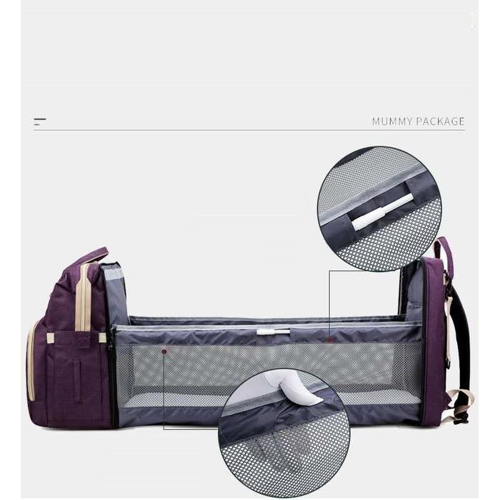 Mg1425 Tas Perlengkapan Bayi Multifungsi 2 In 1 Kasur Tidur Tas Ransel Diaper Bag Populer