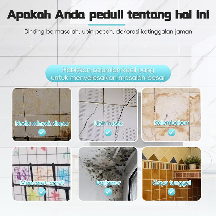 HOOMIE 10PCS Wallpaper Dinding Vinyl Marble 60*30CM PVC Stiker Dinding Lantai Vinyl Granit Cabinet