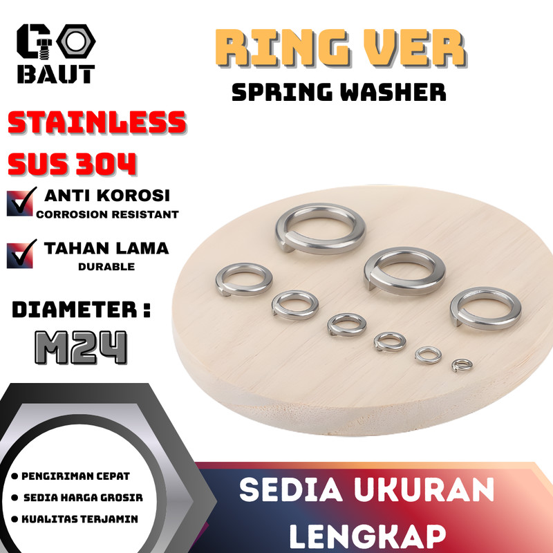 SUS 304 Ring Per - Ring Ver / Spring Washer / Ring Veer (Stainless SS) M24
