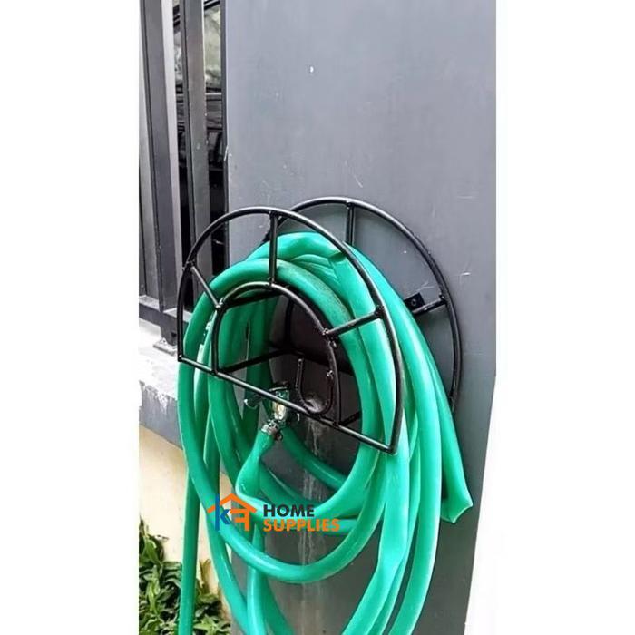 KFGantungan Selang Taman Dinding Besi Rak Gulung Selang Air Taman Outdoor Serbaguna