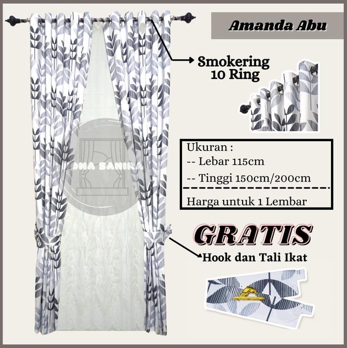 TIRAI PINTU DAN GORDEN JENDELA POLOS EMBOS SMOKERING 10 LUBANG KORDEN EMBOSS IMPORT