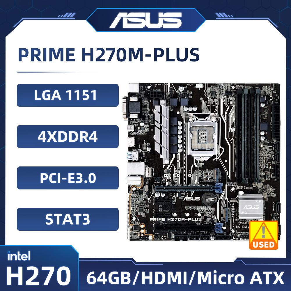 Asus Prime H270M-Plus Motherboard Intel H370 Lga1151 Support I5-9400F 8600K I7-8700K I7-9700F