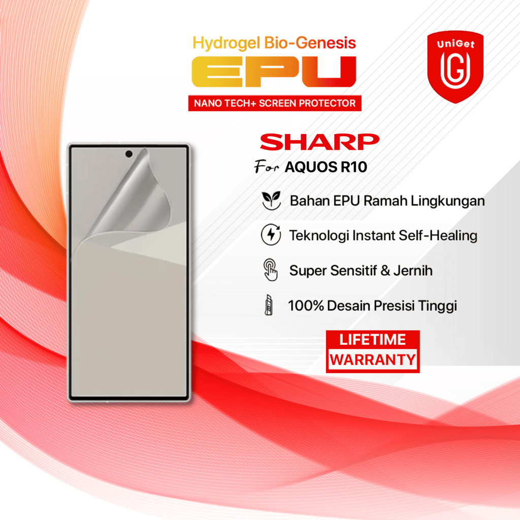 UNIGET EPU BIO GENESIS Hydrogel for Sharp Aquos R10 Screen Guard Protector (Nanotech 100 Recycle) Pr