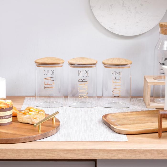 [WAKULLA] Set 3 Pcs Kanaya Stoples Kaca Toples Kopi Toples Gula Teh Tempat Bumbu Dapur Wadah Kopi