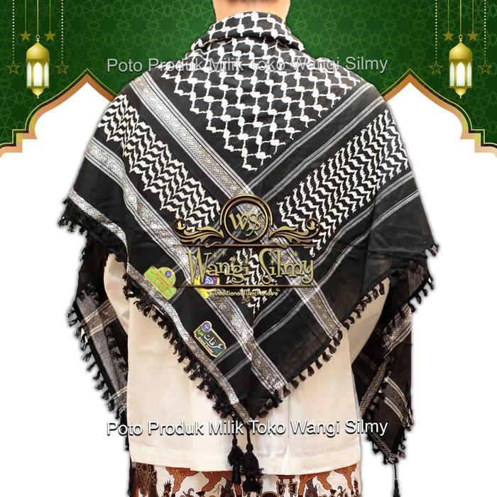Sorban Almas Arafat Qutla Surban Arafat Hitam/Putih - Sorban Segi 4 Almas Arafat