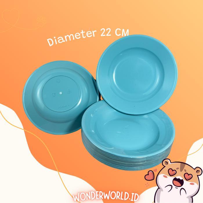 Terlaris Piring Plastik Premium 9 Inch (22Cm) Pp5 Ori Cap Ai Tebal Anti Pecah Biru Hijau Makan
