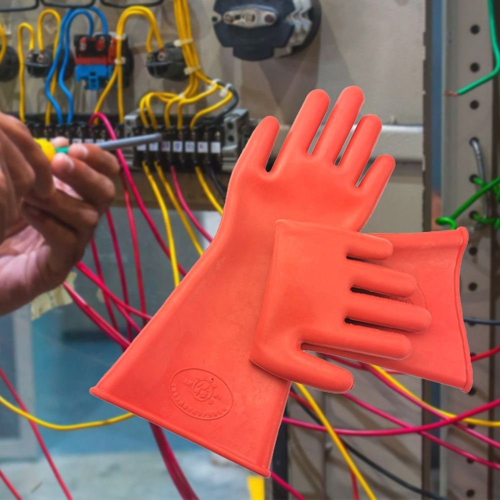 Red Electrician Insulating Gloves Rubber Withstanding Voltage 220V Work Safe Gloves 5KV Industrial
