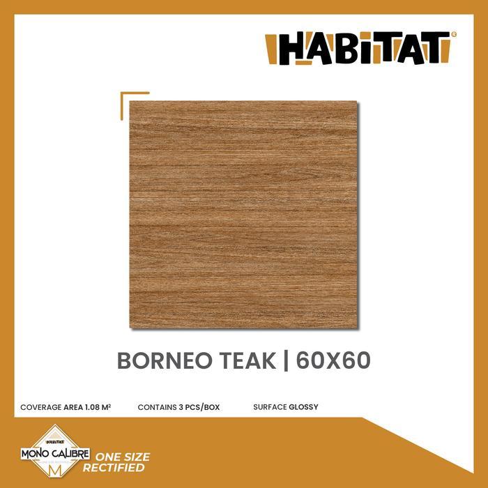 . Habitat Borneo Teak 60x60 Keramik Lantai Motif Kayu Alami Glossy
