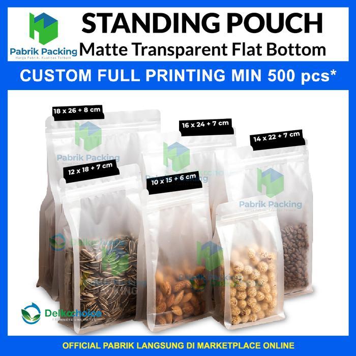 STANDING POUCH FLAT BOTTOM MATTE TRANSPARANT ZIPLOCK SATUAN
