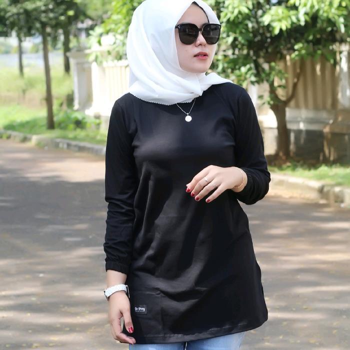 Atasan Kaos Tunik Polos Hitam Six Diary Original