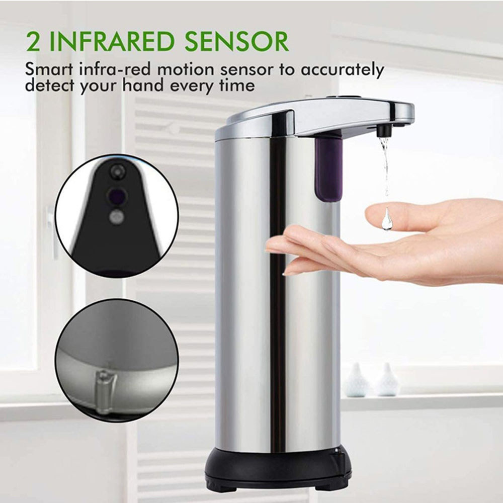 Stainless Steel Automatic Soap Dispenser Touchless Sensor Liquid Soap Dispenser Pump Waterproof